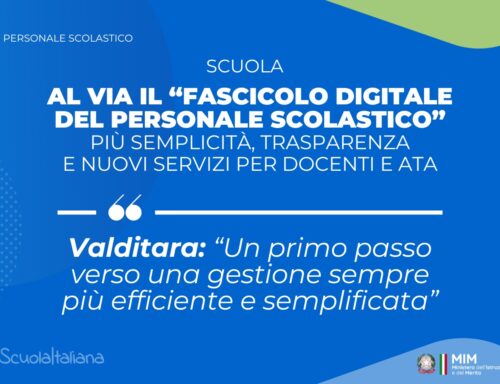 Scuola, al via il “Fascicolo digitale del personale scolastico”